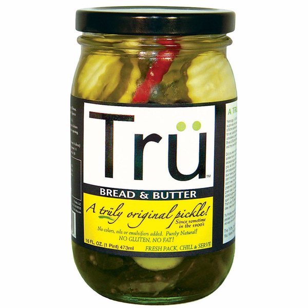 Tru Pickles Bread and Butter Pickles 16 oz Jar 3018